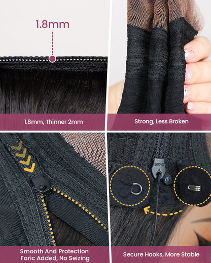 ZIP &amp; Mix-All Wigs | Straight Natural Black Glueless 6x5 Pre-Cut Lace Wig With Optional Replaceable Tops