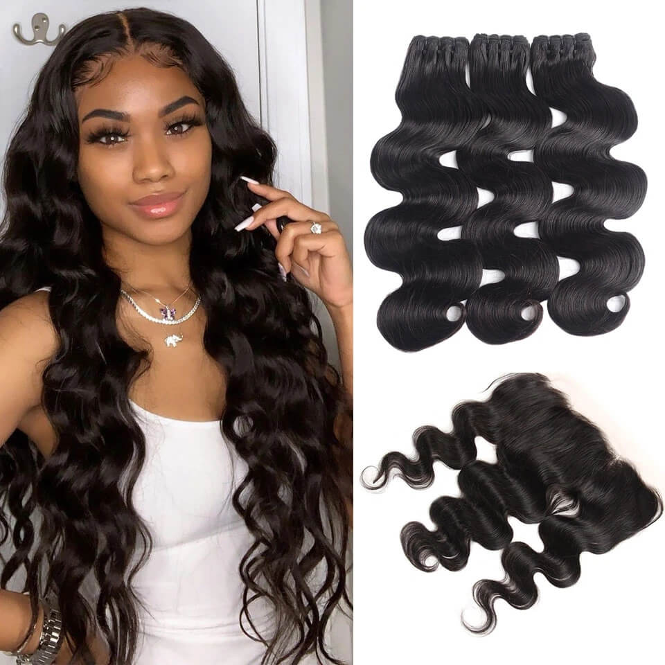 15A Mink Hair Double Drawn Raw Virgin Human Hair Weaves Body Wave 3 Bundles with  Frontal Closure - arabellahair.com