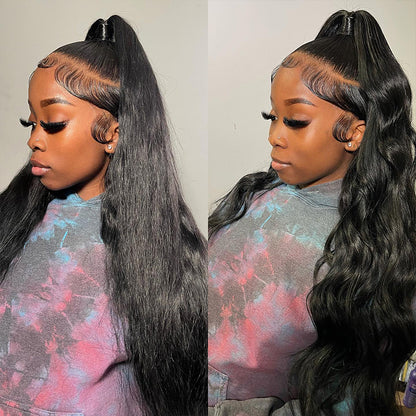 Long Length Wig 32-40 Inch Transparent Lace 13x4 Lace Frontal Wig Straight Body Wave 180% Density