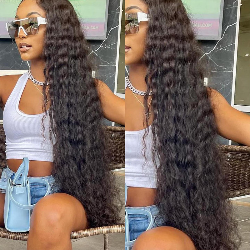 Long Length Curly Natural Black 13x4 Lace Frontal Human Hair Wig