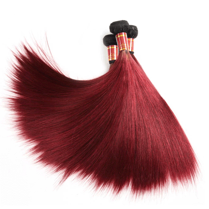 T1B/99J Burgundy Red Color 3 Bundles Straight Hair  With 4*4 Lace Closure - arabellahair.com