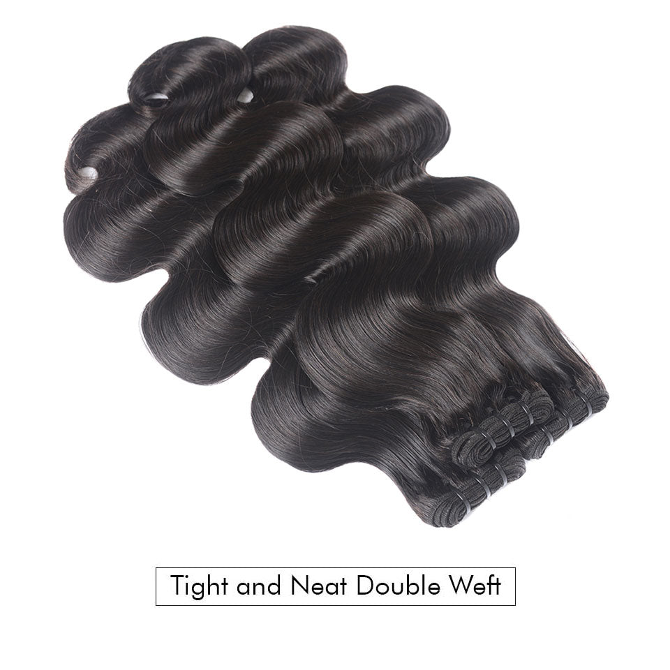 15A Mink Hair Double Drawn Raw Virgin Human Hair Weaves Body Wave 3 Bundles with  Frontal Closure - arabellahair.com