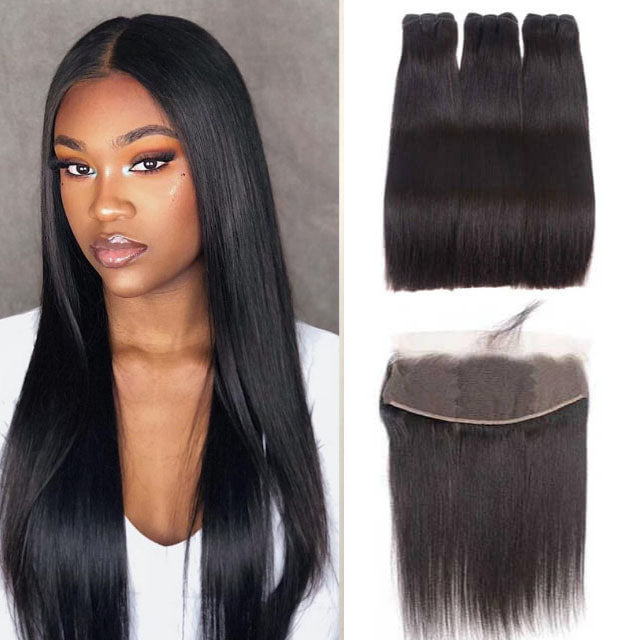 15A Mink Hair Double Drawn Raw Virgin Human Hair Weaves Straight Hair 3 Bundles with  Frontal Closure - arabellahair.com