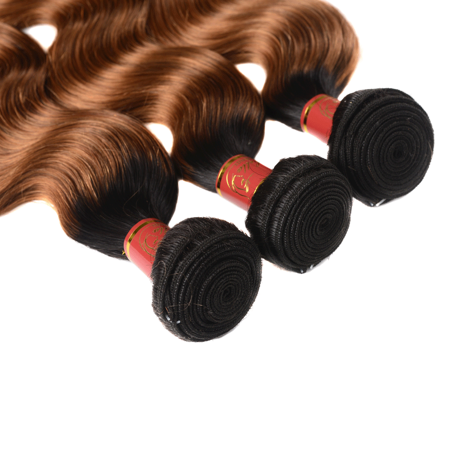 T1B/30 3 Bundles Body Wave Human Hair Weaves With 13*4 Lace Frontal Closure - arabellahair.com