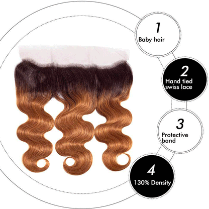 T1B/30 3 Bundles Body Wave Human Hair Weaves With 13*4 Lace Frontal Closure - arabellahair.com