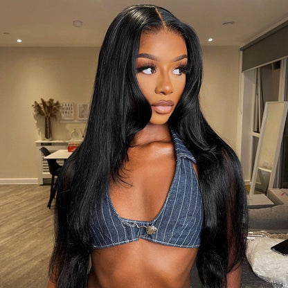 Straight Hair 4x4 Lace Closure Glueless Natural Black Human Hair Wigs