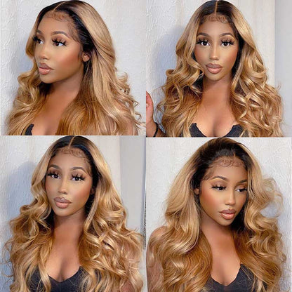 1B27 Ombre Color Wig 13x4 Lace Frontal Human Hair Free Part