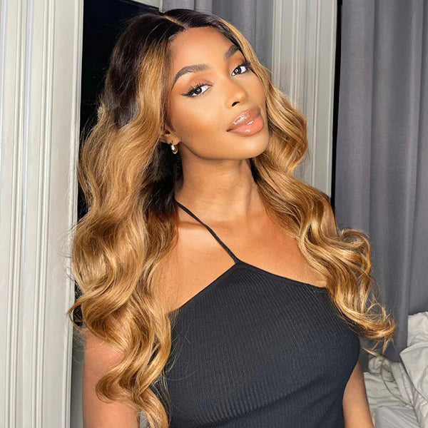 Ombre Color HD 5x5 Lace Closure Wigs Body Wave Human Hair Wig Hair Human Hair Color For Dark Skins