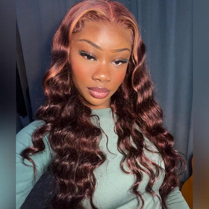 Money Piece Highlight 13x4 Lace Front Wigs Human Hair Body Wave Color Wig