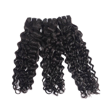 15A Grade Double Drawn Full End  Unprocessed Water Wave Hair Natural Black 3 bundles/pack - arabellahair.com