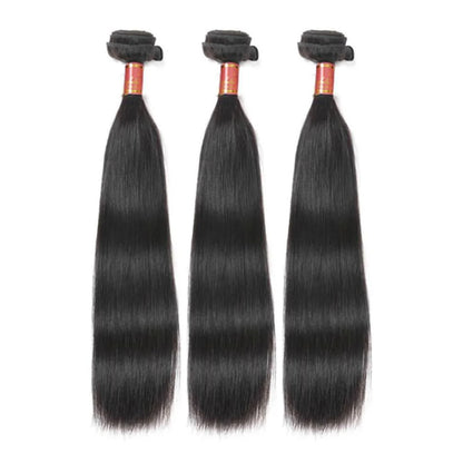 Human hair wig {12A 3Pcs+Closure} Brazilian Straight 3 Bundles Hair With 4x4 Lace Closure Unprocessed Virgin Hair Weave - arabellahair.com