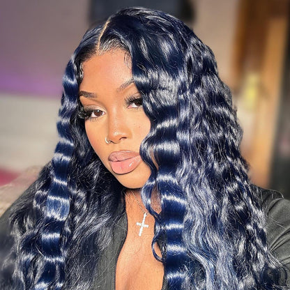 [PRE-SALE] Dark Silver Blue Wig Colored Wig Straight 5x5/13x4 Transparent Lace Wig Human Hair Wigs Free Part