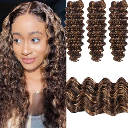 Piano Highlight Color 3 Bundles Deep Wave Style12A Grade Arabella Hair - arabellahair.com