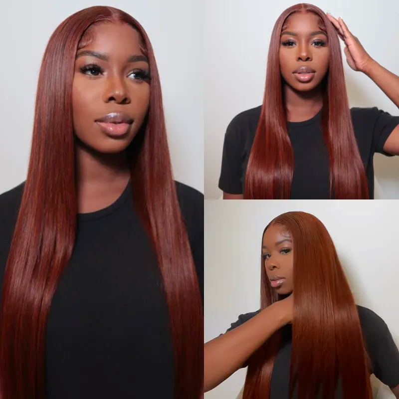 33 Red Brown Auburn Straight Human Hair Wig Hair Human Hair Color
