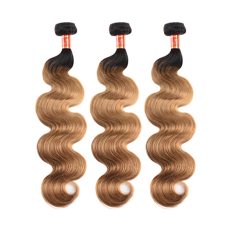 {12A 3Pcs} Ombre T1b/27 Virgin Body Wave 3 Bundles/pack Human Hair