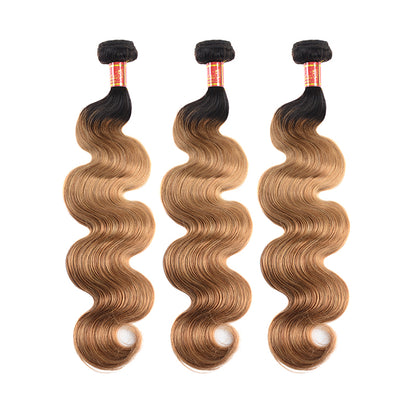 {12A 3Pcs} Ombre T1b/27 Virgin Body Wave 3 Bundles/pack Human Hair