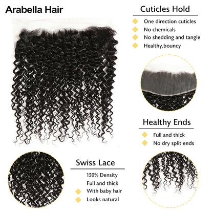 Human hair wig {12A 3Pcs+Frontal} Brazilian Jerry Curly 3 Bundles Hair Weft With Frontal Closure Unprocessed Virgin Hair Weave - arabellahair.com