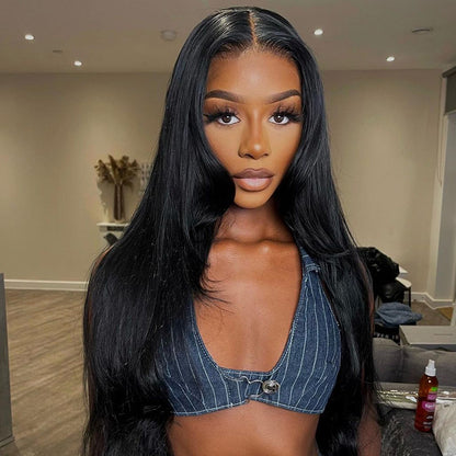 Straight Hair 4x4 Lace Closure Glueless Natural Black Human Hair Wigs