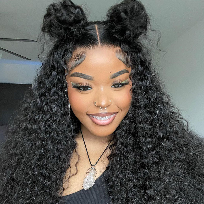 360 Lace Frontal Jerry Curly Natural Black Human Hair Wig Free Part - Arabella Hair