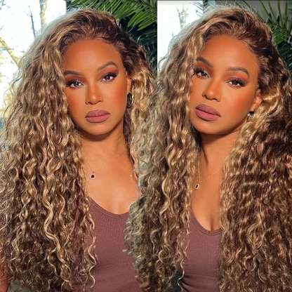 Piano Color Water Wave 13x4 HD Lace Frontal Wig Long Length 