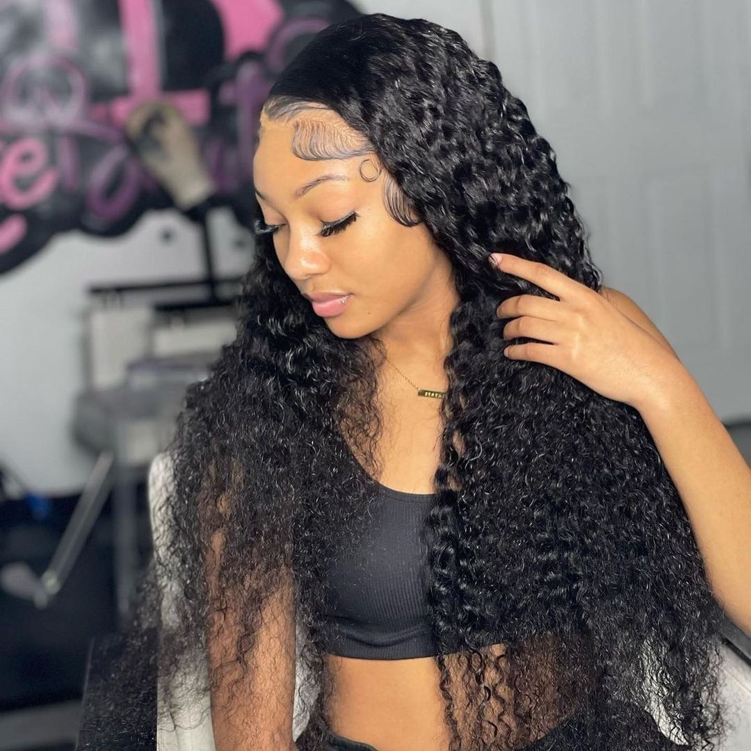 Human hair wig Undetectable Transparent Lace Human Hair Wigs 13x4 Glueless Lace Frontal Wig Jerry Curly 180% Density - arabellahair.com