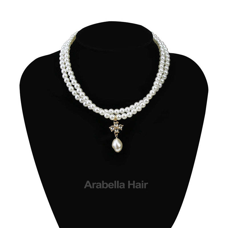 Human hair wig Faux Pearl Beaded Necklace Arabella Hair【Need Shop With Wigs】 - arabellahair.com