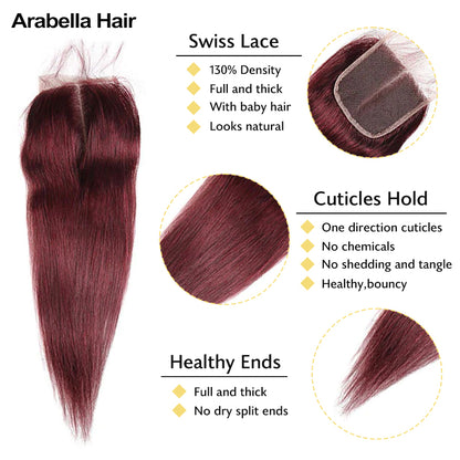 {12A 3Pcs+Closure} Burgundy 