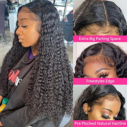 24&quot; Deep Wave 13*4 Transparent HD Lace Frontal Wigs DeepWave Hair Pre-Plucked  Wet and Wavy Wigs - arabellahair.com