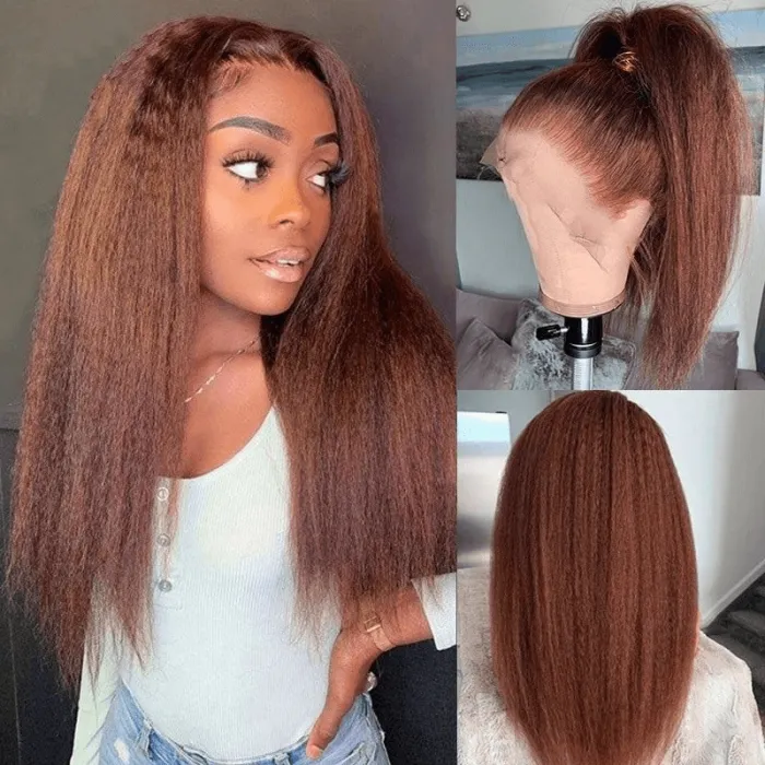 Human hair wig Yaki Straight 