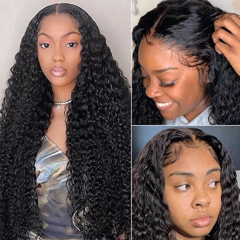 Human hair wig Undetectable Transparent Lace Human Hair Wigs 13*4 Glueless Lace Frontal Wig Jerry Curly 180% Density - arabellahair.com