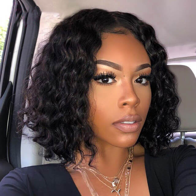 2 Days Express Shipping T Part Short Bob Wig Water Wave Glueless Lace Frontal Wig - arabellahair.com