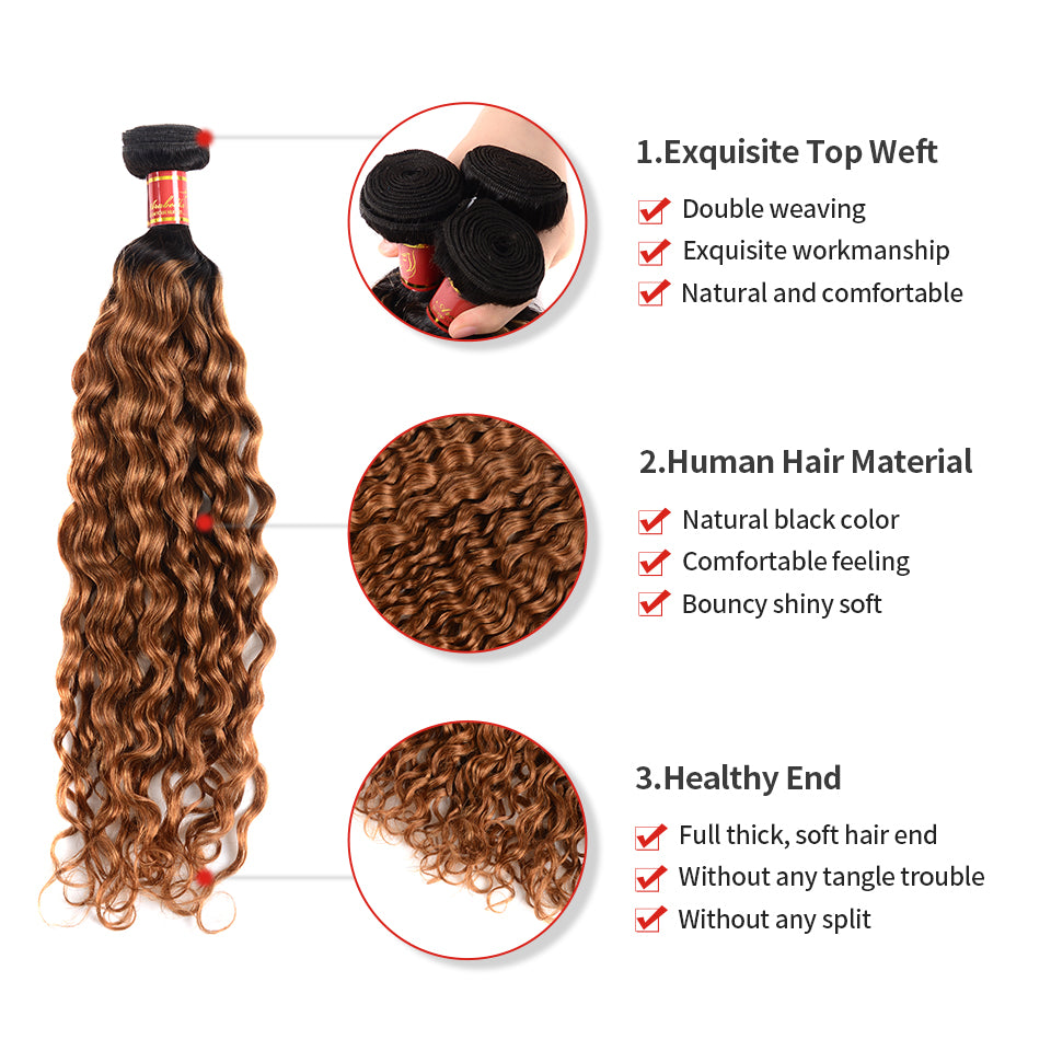 Arabella Virgin Ombre T1b/30 Water Wave 3 Bundles/Pack - arabellahair.com