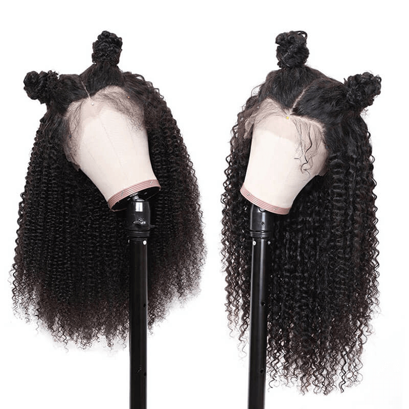 360 Lace Frontal Wig 180% Density Kinky Curly Human Hair Wig Free Part Arabella Hair Natual Black - arabellahair.com