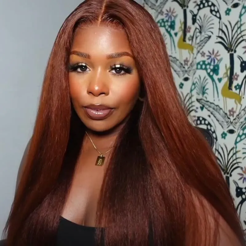 Human hair wig Yaki Straight 