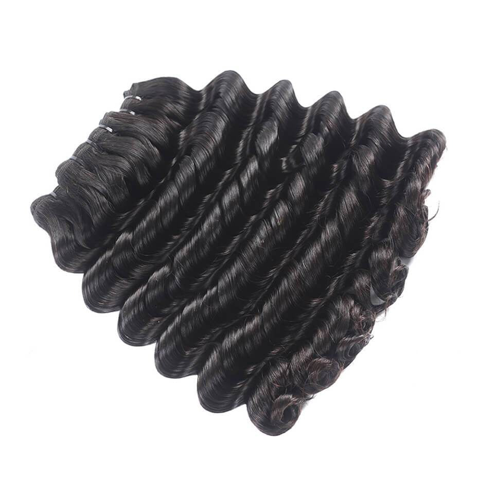 15A Grade Double Drawn Full End Deep Wave Unprocessed Hair Natural Black 3 bundles/pack - arabellahair.com