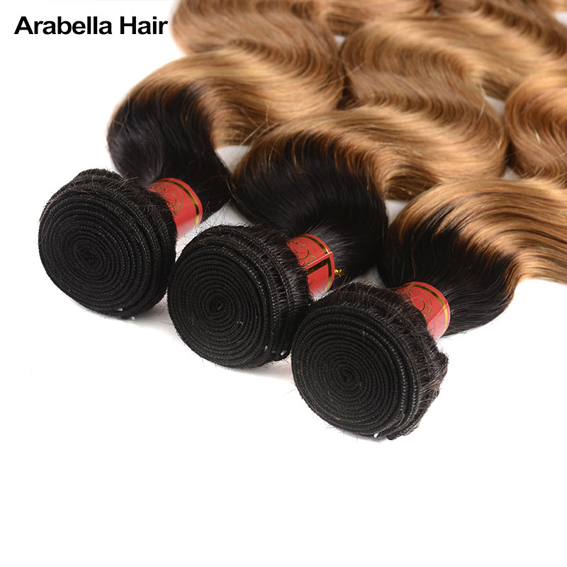 {12A 3Pcs} Ombre T1b/27 Virgin Body Wave 3 Bundles/pack Human Hair