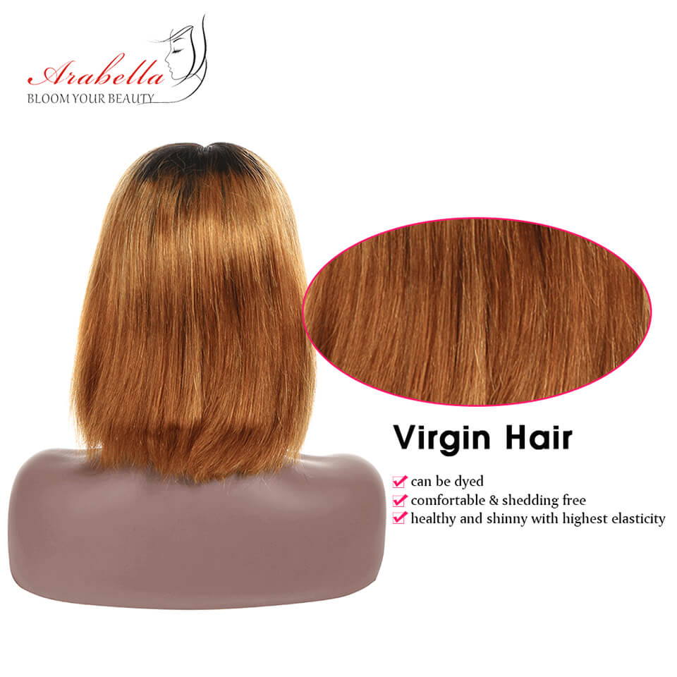 Summer Style Breathable Human Hair Bob Wigs 13*4 Inch Lace Front Wig Ombre T1b/30 Color Wig - arabellahair.com