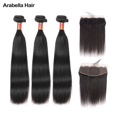 {12A 3Pcs+Frontal} Straight 3 Bundles Hair Weft With Transparent Lace ...