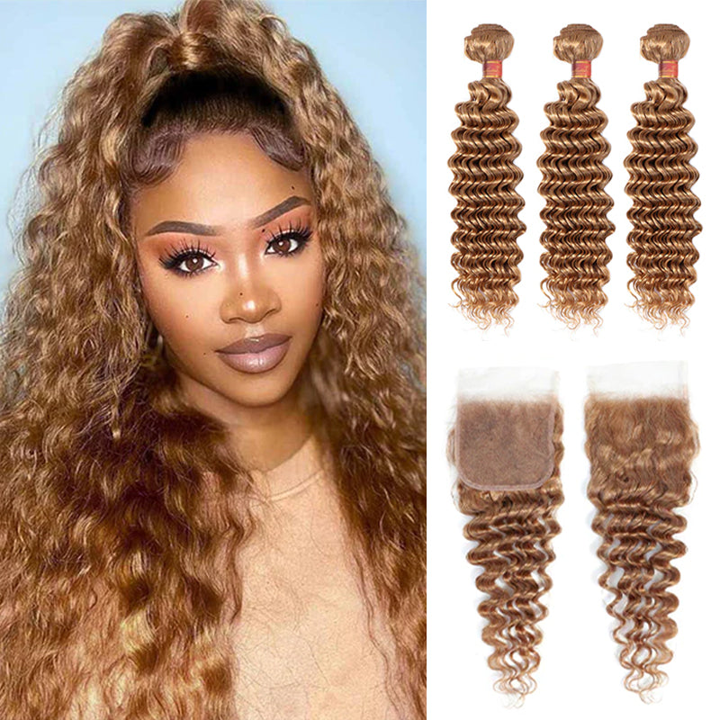 {12A 3Pcs+Closure} Light Brown 