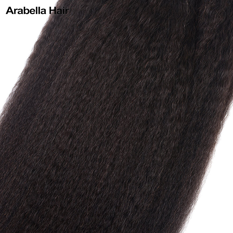Human hair wig {12A 3Pcs+Frontal}Brazilian Yaki 3 Bundles Hair Weft With Frontal Closure Unprocessed Virgin Hair Weave - arabellahair.com