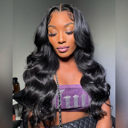 Long Length 4x4 lace Glueless Closure Wig Human Hair Wig Natural Black Body Wave Straight