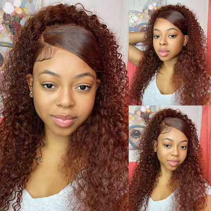 Human hair wig Curly Auburn Reddish Color Wig Copper 