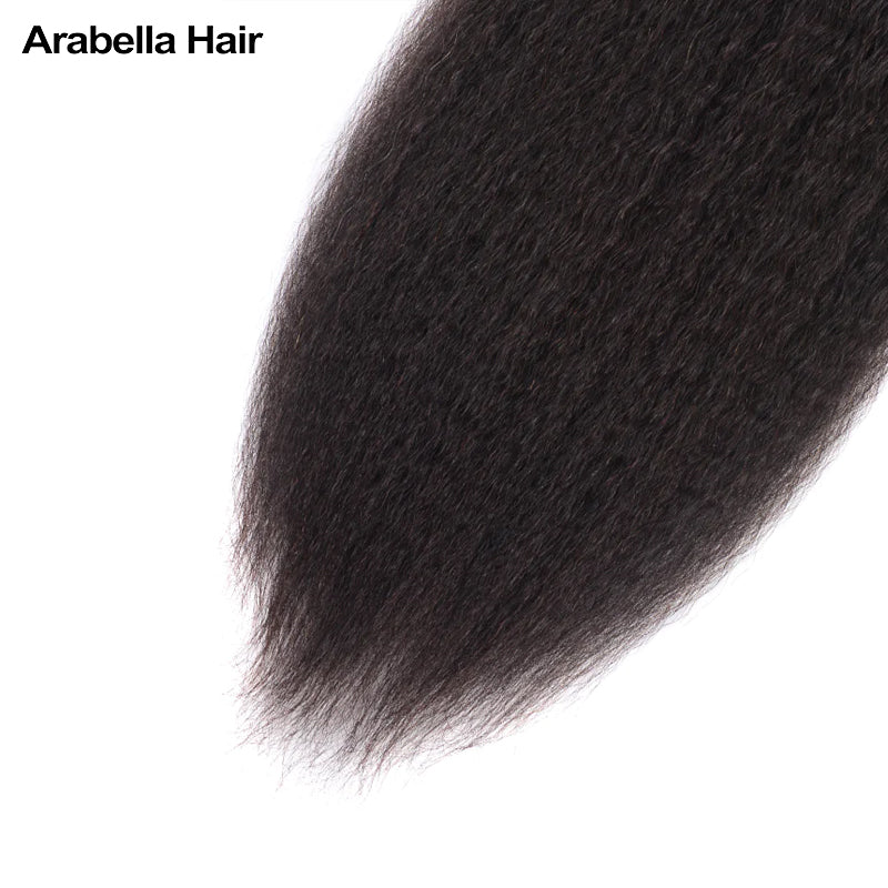 Human hair wig {12A 3Pcs+Frontal}Brazilian Yaki 3 Bundles Hair Weft With Frontal Closure Unprocessed Virgin Hair Weave - arabellahair.com