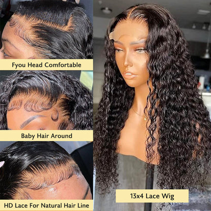 Human hair wig Undetectable Transparent Lace Human Hair Wigs 13*4 Glueless Lace Frontal Wig Jerry Curly 180% Density - arabellahair.com