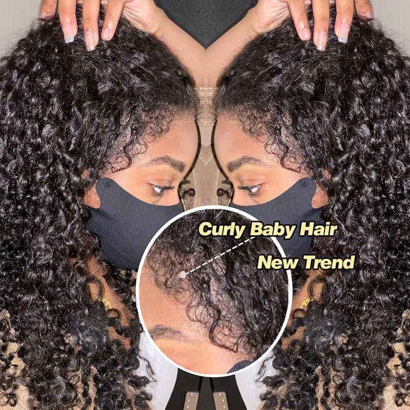 4C Hairline Curly Wigs - 13x4 Lace Frontal with Realistic Hairline Glueless Human Hair Wig with Natural 4C Edges