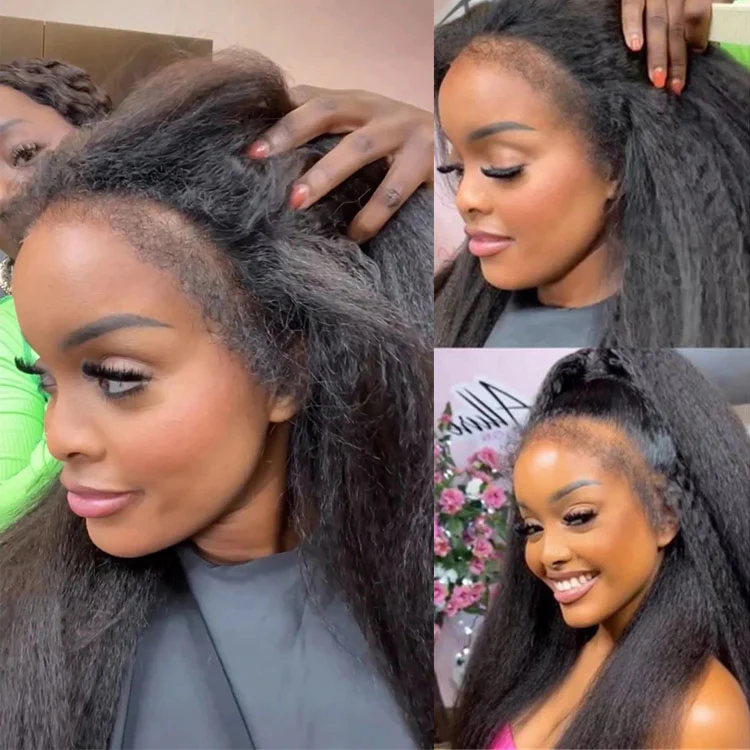 4C Hairline Curly Wigs 13x4 Lace Frontal With Realistic Hairline Human Hair Wig Natural 4C Edges Glueless