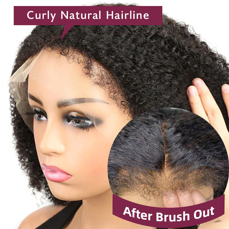 4C Hairline Curly Wigs 13x4 Lace Frontal With Realistic Hairline Human Hair Wig Natural 4C Edges Glueless