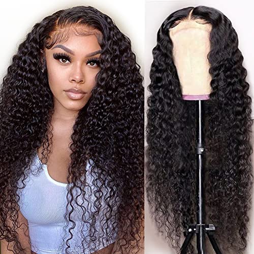 Human hair wig 26&quot; Deep Wave 13x6 Inch Lace Frontal Wig  Natural Black 210% Density Free Part Human Hair - arabellahair.com