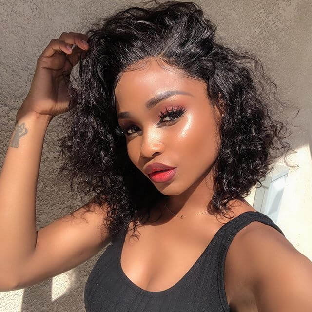 13*6/13*4 Inch Deep Wave Lace Frontal Short Cut  Wig Human Hair Bob Wig 210% Density Upgraded Transparent Lace - arabellahair.com