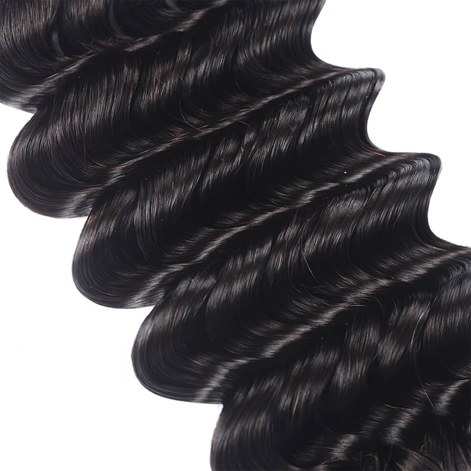 15A Grade Double Drawn Full End Deep Wave Unprocessed Hair Natural Black 3 bundles/pack - arabellahair.com